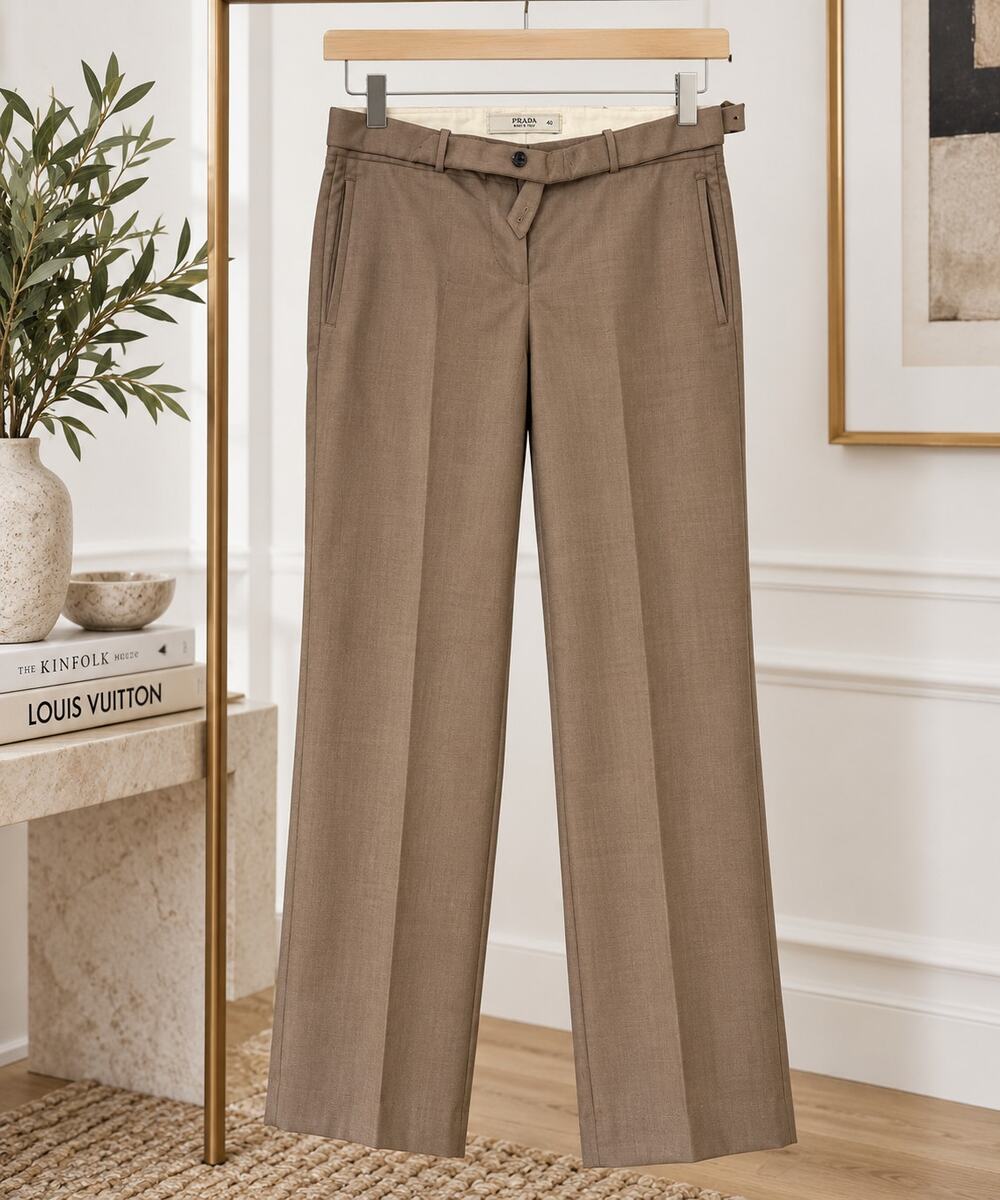 Prada Made in Italy Brown/Taupe Mohair Wool Trousers Pants Size 40 Women/Unisex